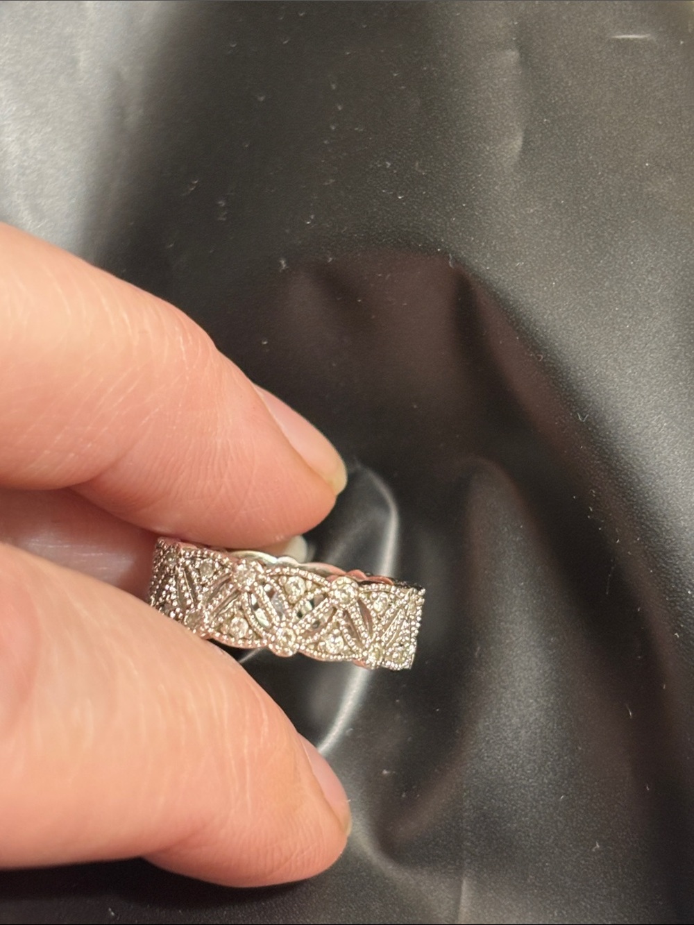 Diamonique filigree ring